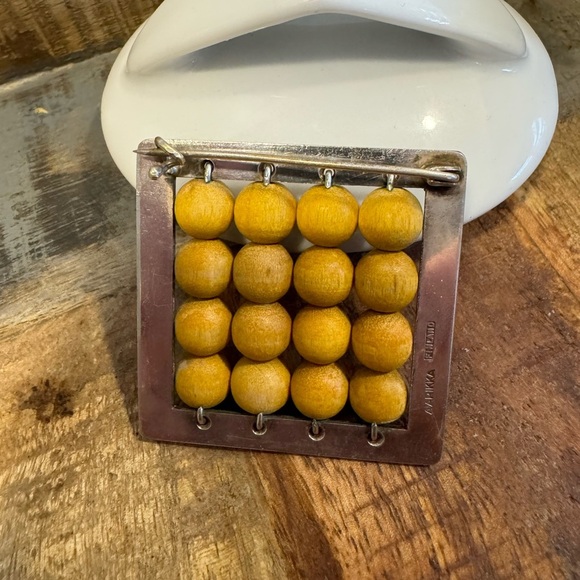 Vintage Aarikka Finland Silver and Wood Brooch - Picture 2 of 5